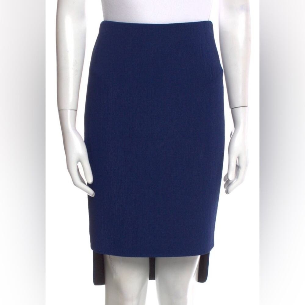 Barbara Bui asymmetrical navy pencil skirt- some stretch-29.5" waist, sz  6-8